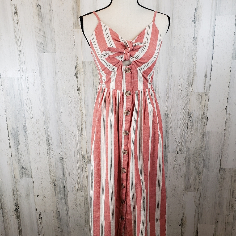 Japna Striped Cotton Midi Dress Sz XS